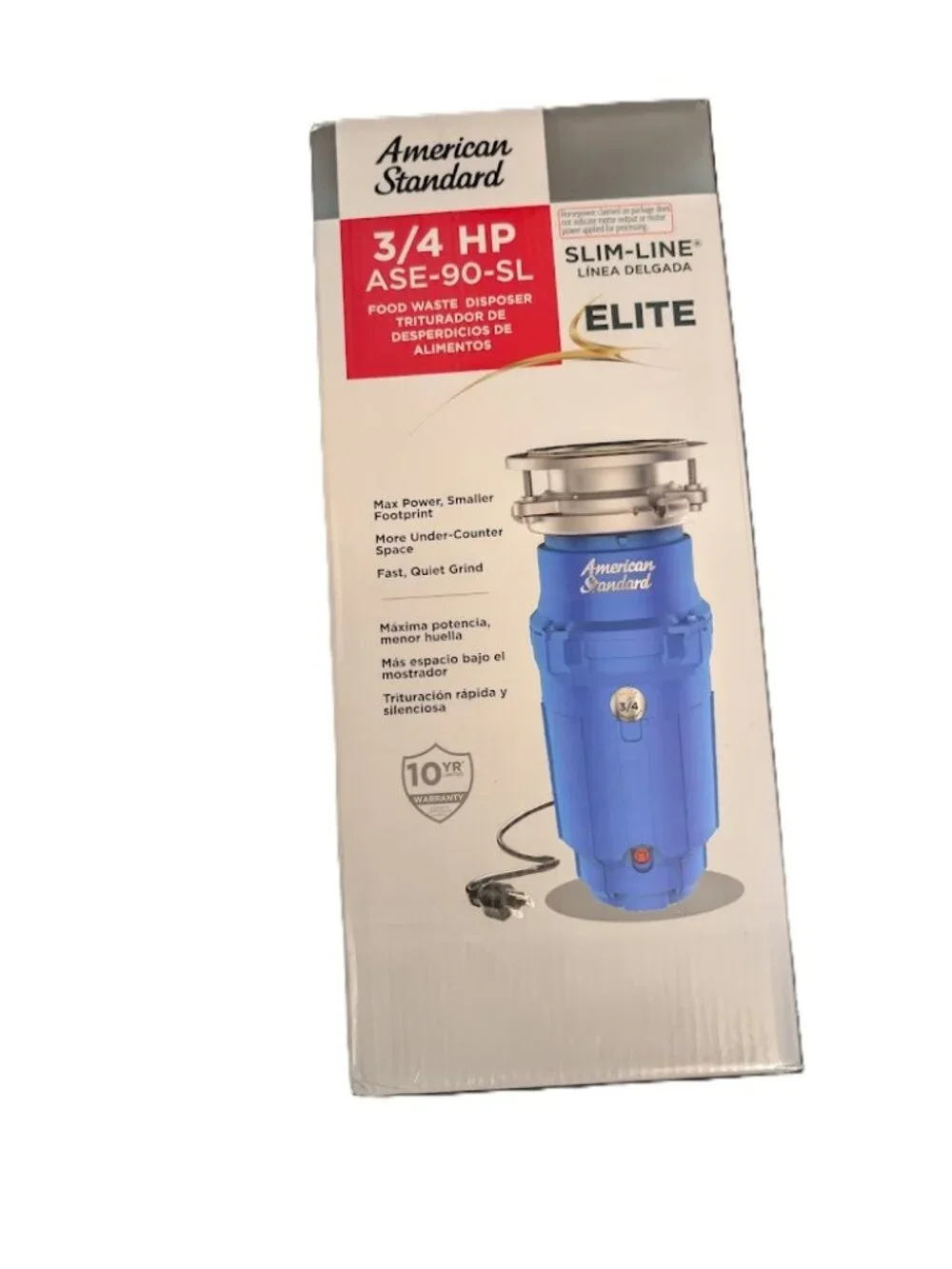 American Standard Elite ASE90SL 3/4 HP Slim-Line Garbage Disposal w/ Cord